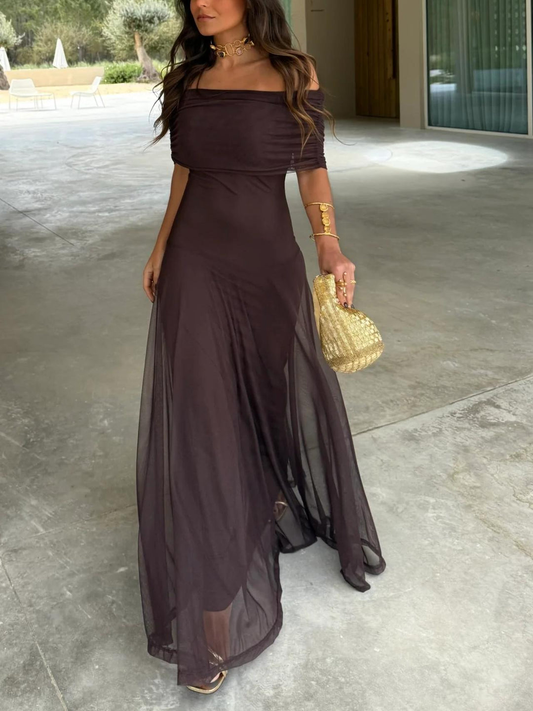 Luna | Robe Longue Elégante à Epaules Dénudées