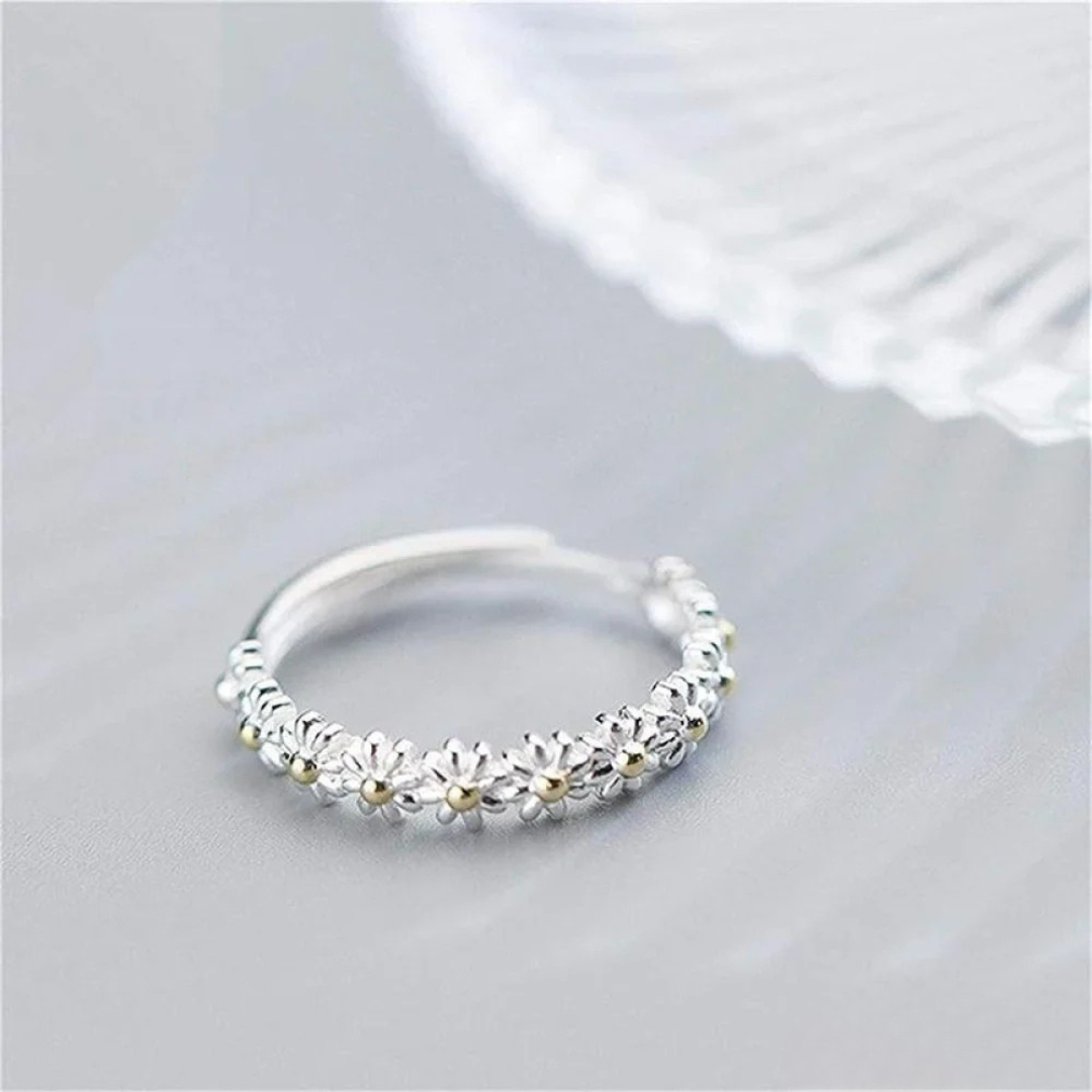 Bague Margriet en argent adjustable et émaillée à la main
