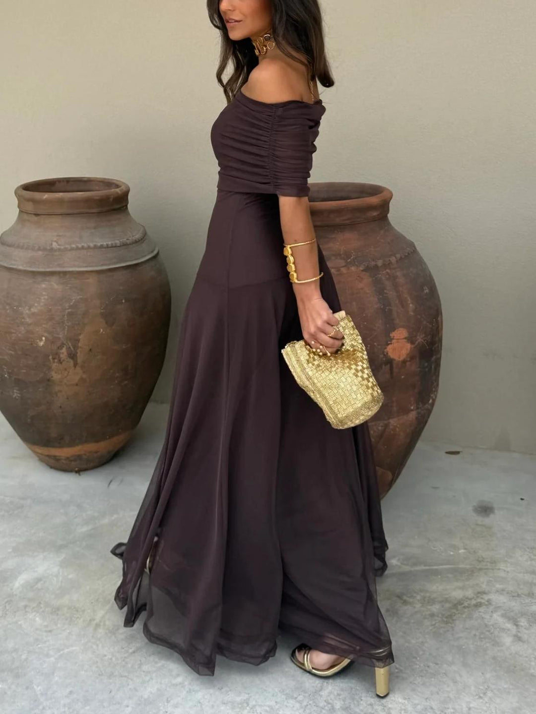 Luna | Robe Longue Elégante à Epaules Dénudées