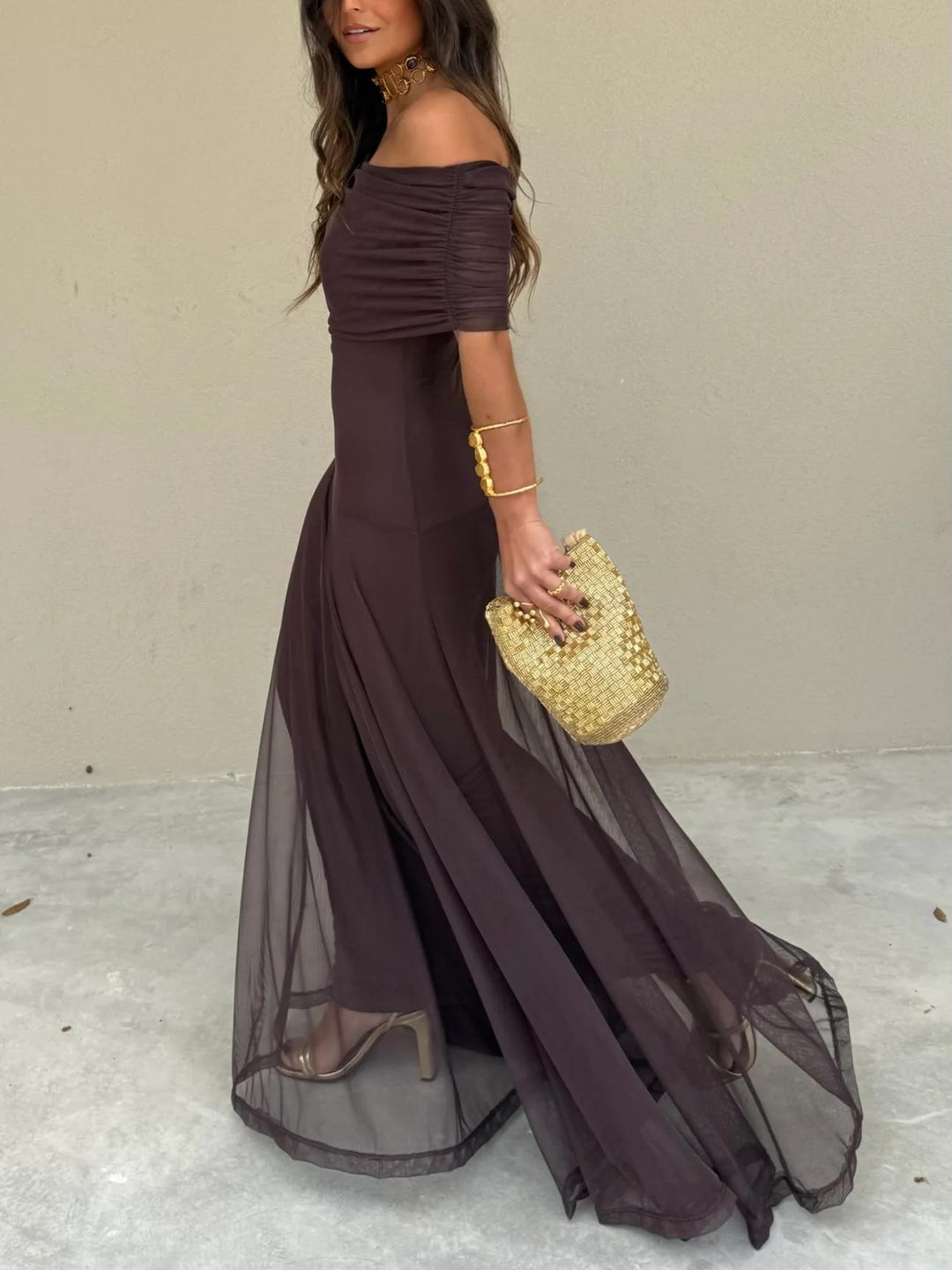 Luna | Robe Longue Elégante à Epaules Dénudées