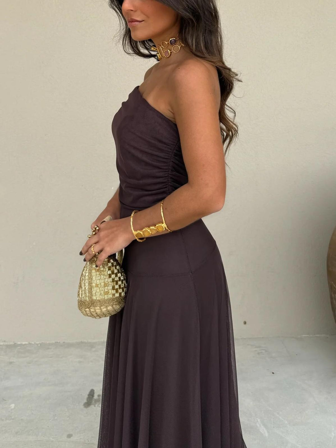 Luna | Robe Longue Elégante à Epaules Dénudées