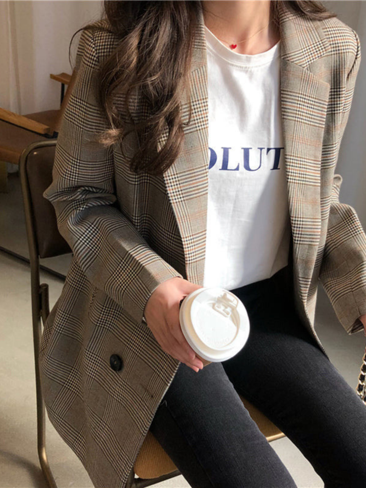 Maison | Blazer à carreaux Élégance Chic
