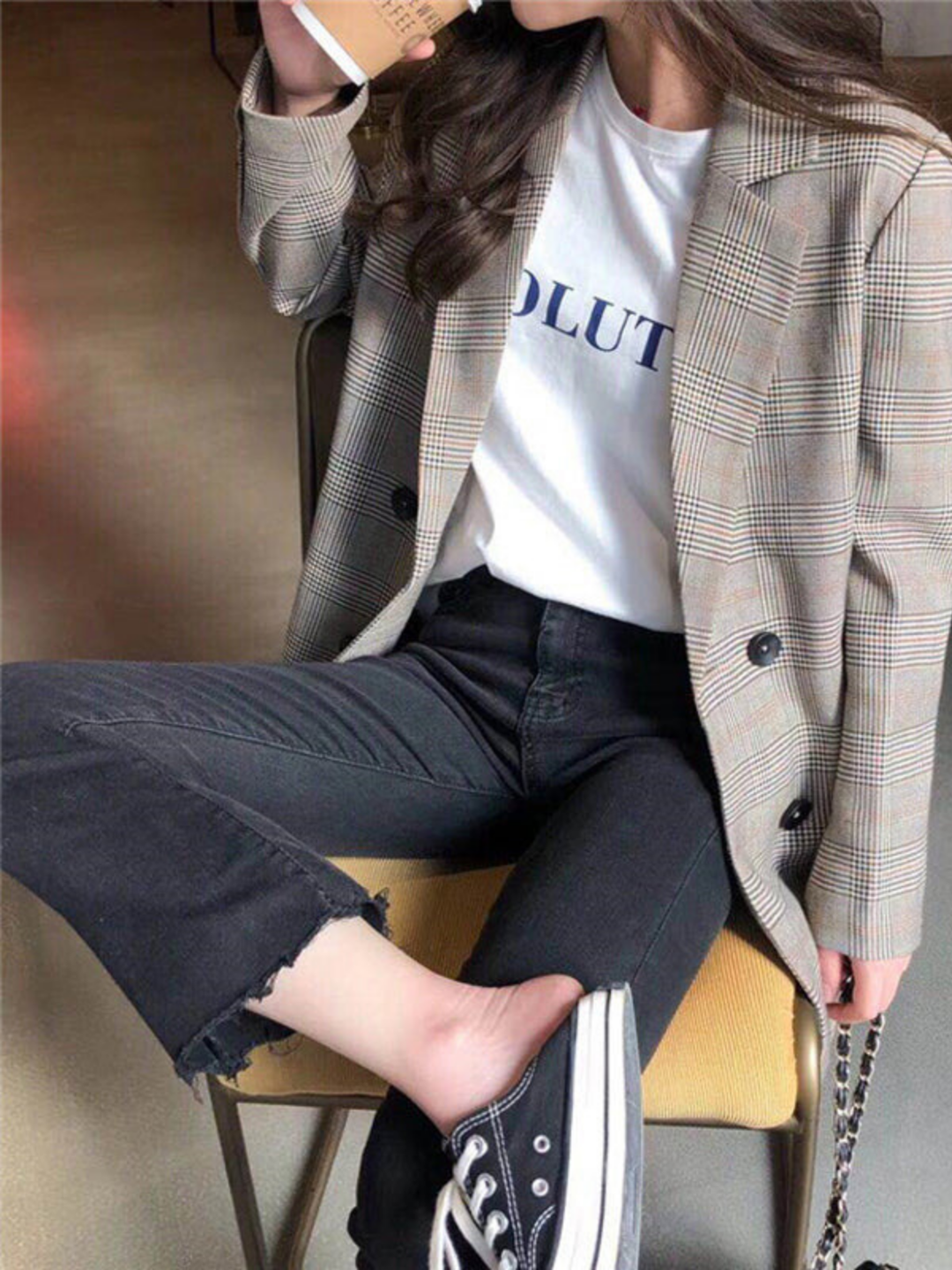 Maison | Blazer à carreaux Élégance Chic