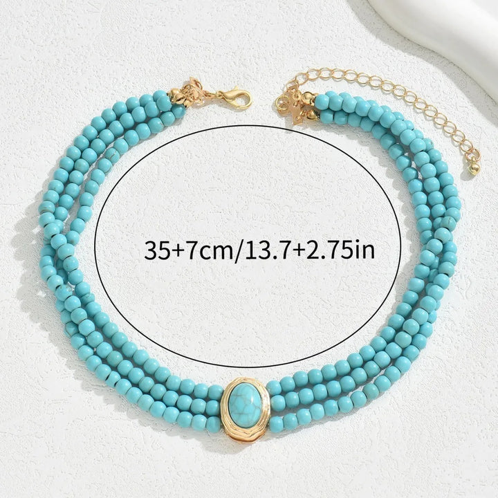 Collier en perles turquoise vintage élégant
