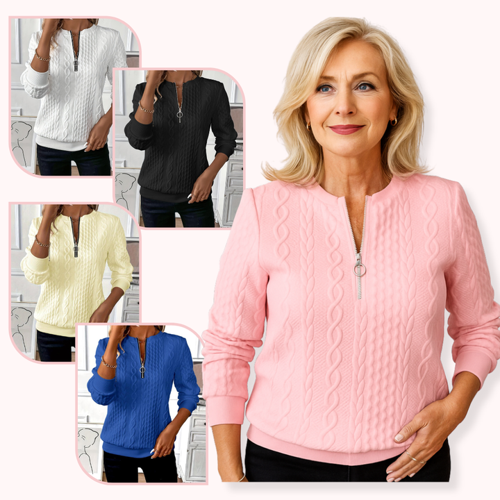 Geneviève | Pull Femme Zippé Torsadé