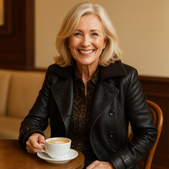 Catherine | Manteau 3/4 Élégant en Cuir