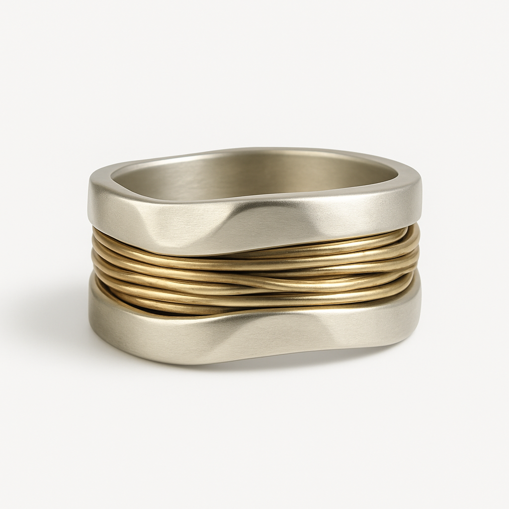 Bague en Argent et Fils Dorés