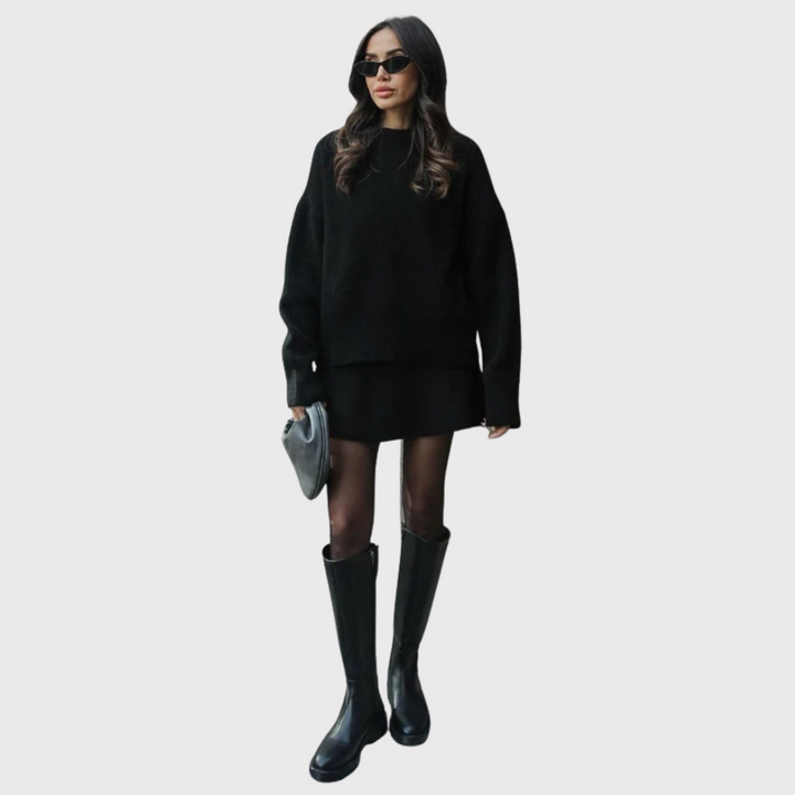 Isabelle | Ensemble Tricot Rouge Élégant