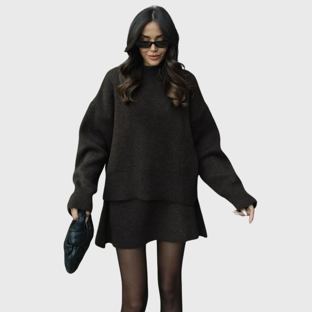 Isabelle | Ensemble Tricot Rouge Élégant