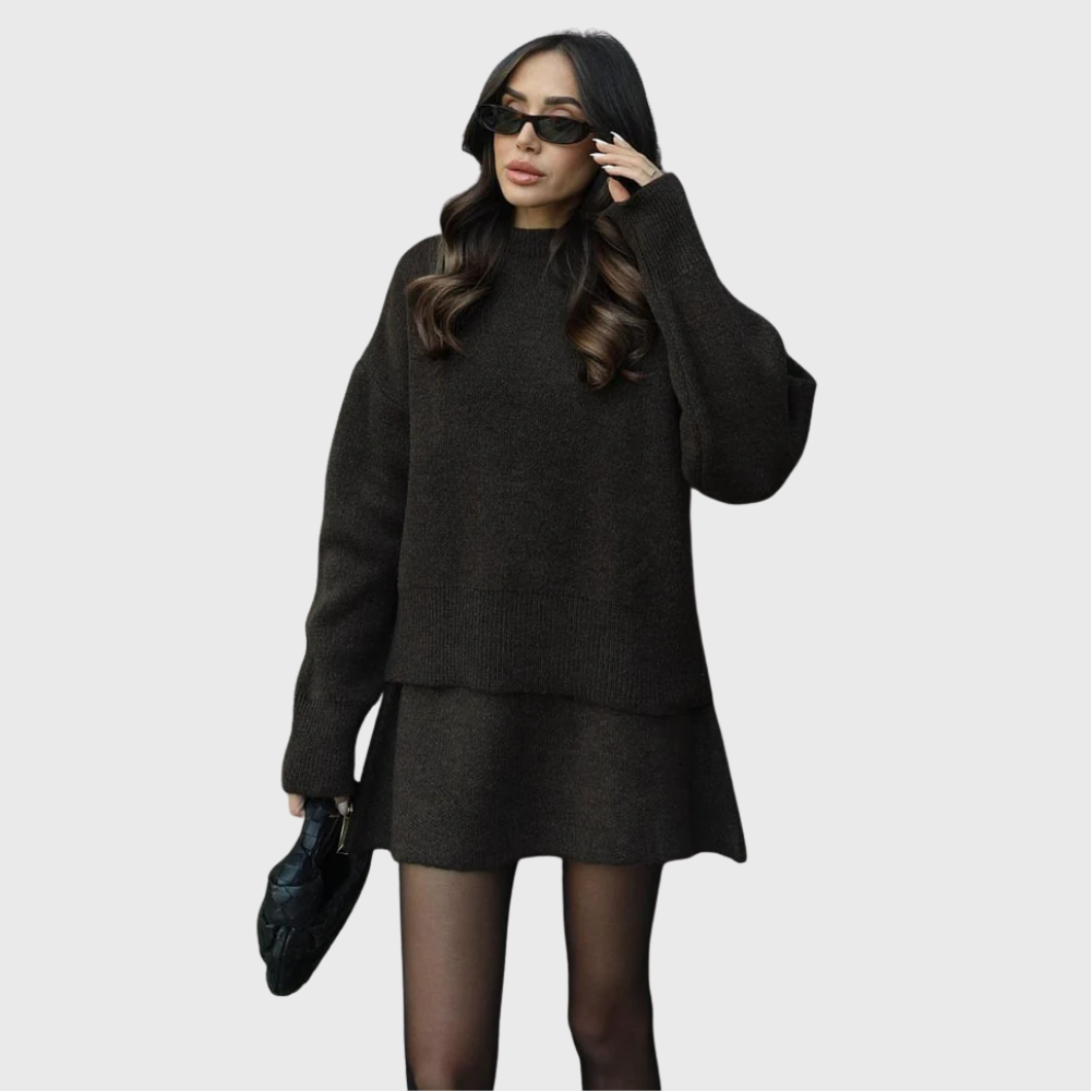 Isabelle | Ensemble Tricot Rouge Élégant