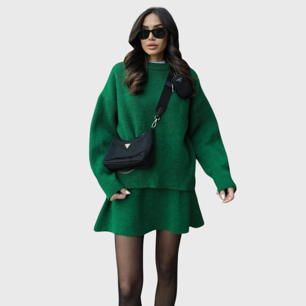 Isabelle | Ensemble Tricot Rouge Élégant