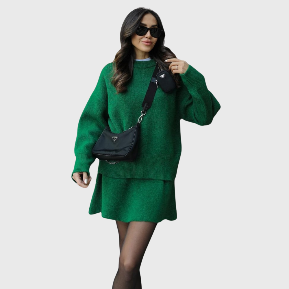 Isabelle | Ensemble Tricot Rouge Élégant