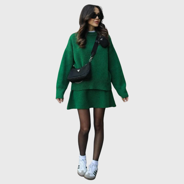 Isabelle | Ensemble Tricot Rouge Élégant