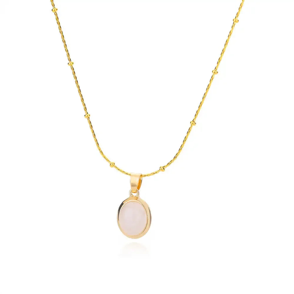 Collier Pendentif Opale Goutte d'Eau en Acier Inoxydable Doré Chic