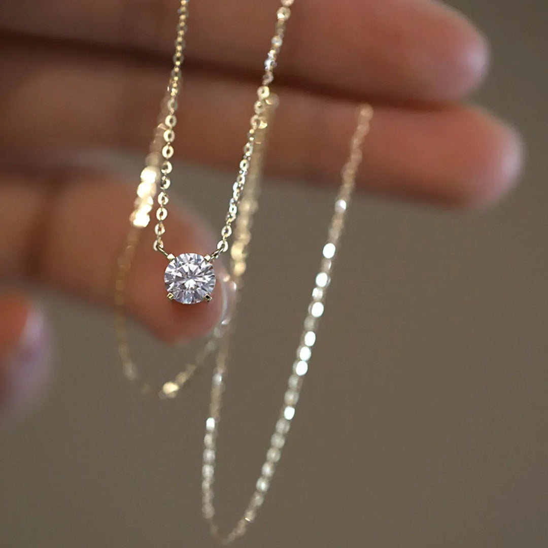 Collier en Zircon Plaqué Or 18K en Argent Sterling