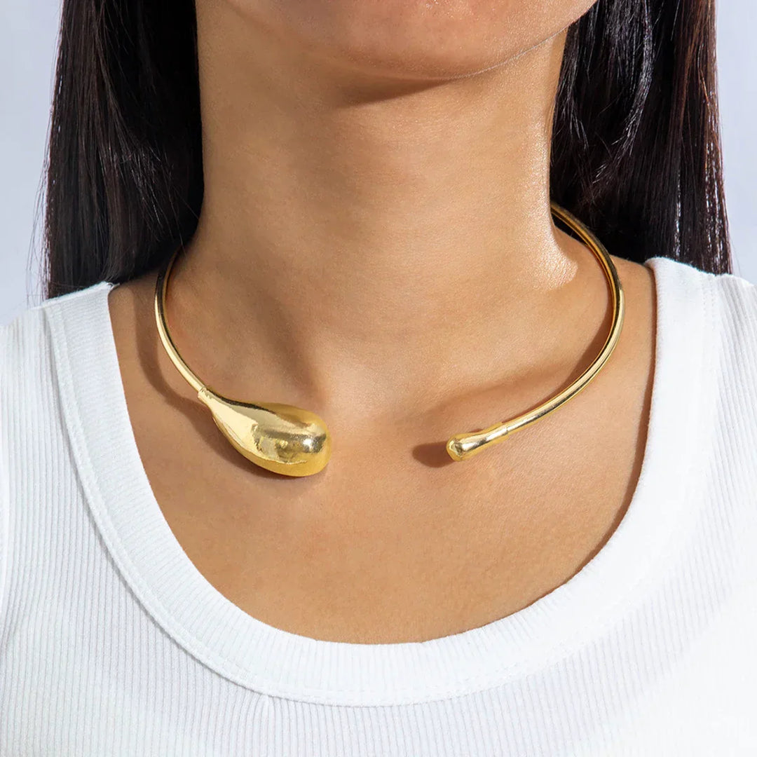 Collier Choker Goutte d'Eau Dorée