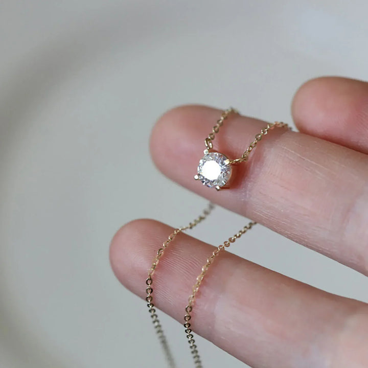 Collier en Zircon Plaqué Or 18K en Argent Sterling