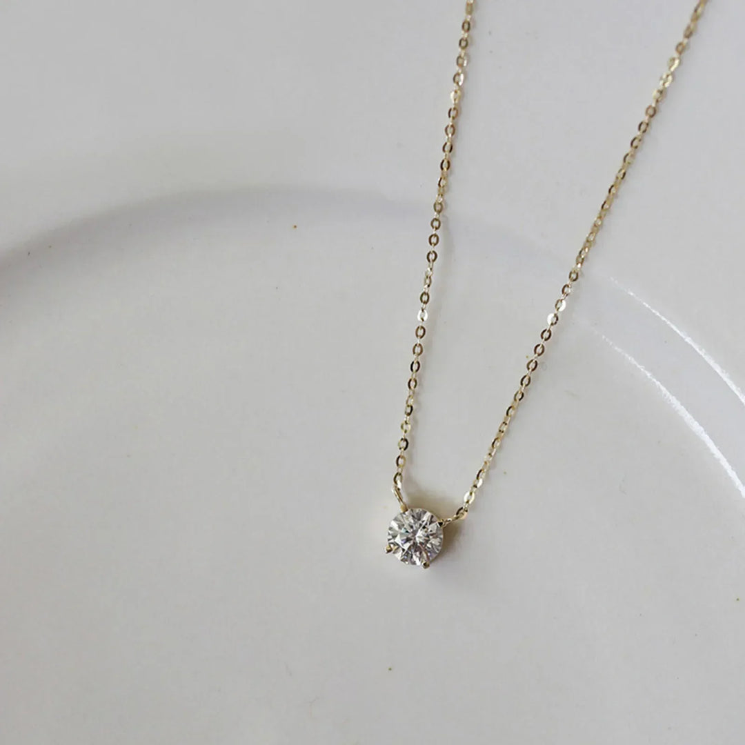Collier en Zircon Plaqué Or 18K en Argent Sterling