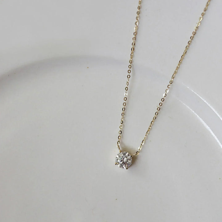 Collier en Zircon Plaqué Or 18K en Argent Sterling