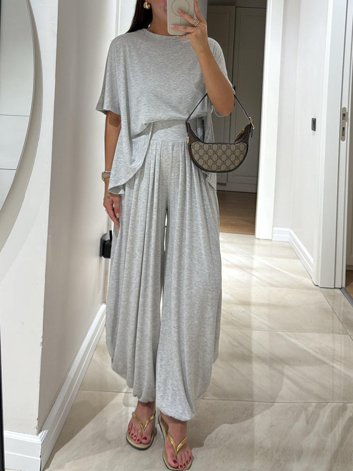 Élina | Ensemble en Coton et lin Gris Clair