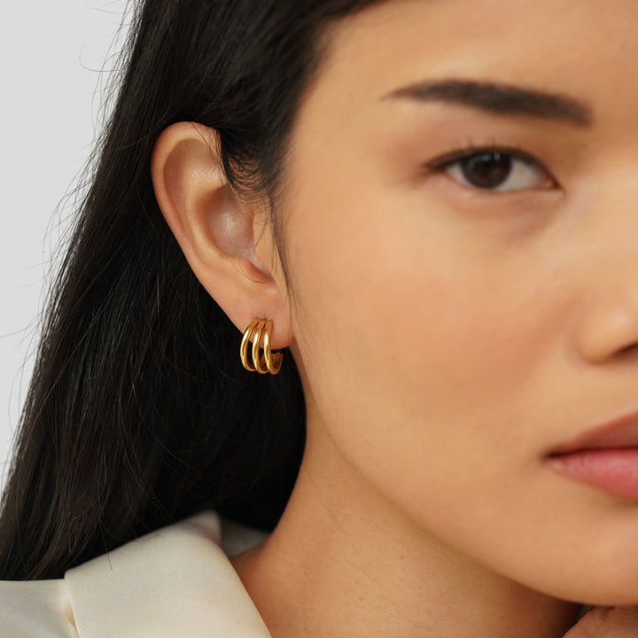 Boucles d'oreilles Ana Triple Or