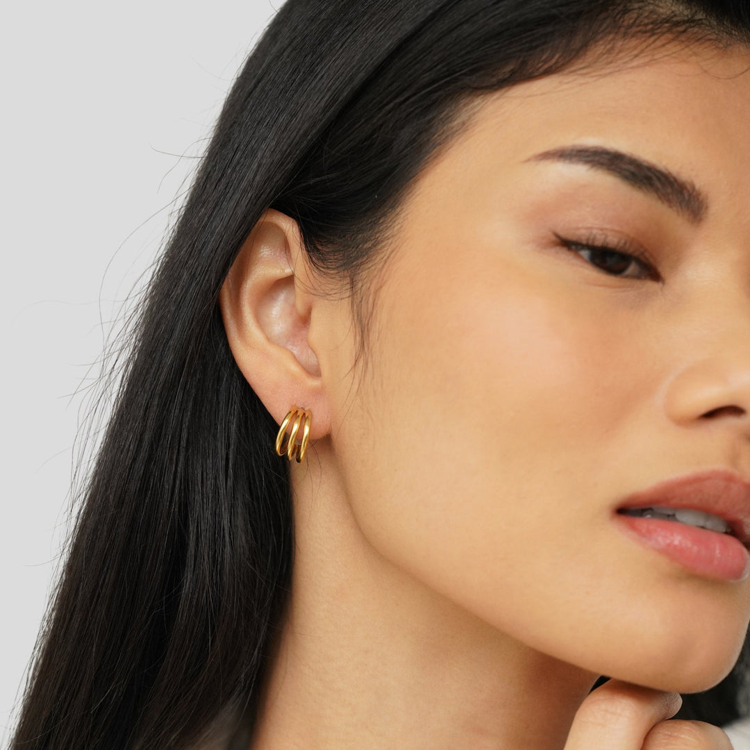 Boucles d'oreilles Ana Triple Or