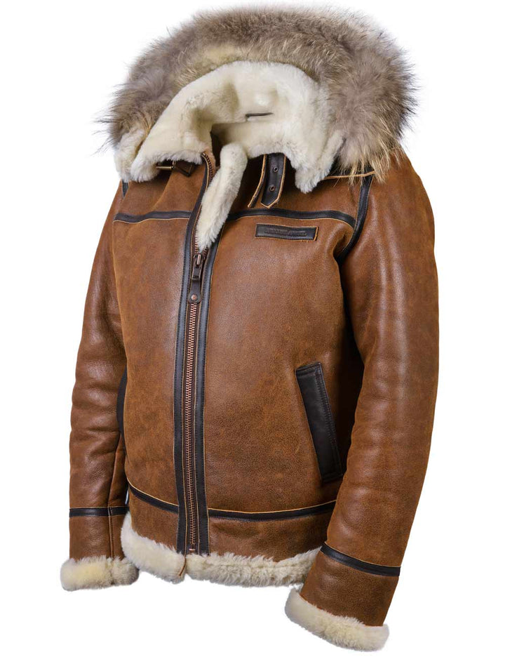 Aron - Veste Bomber avec Capuche en Fourrure