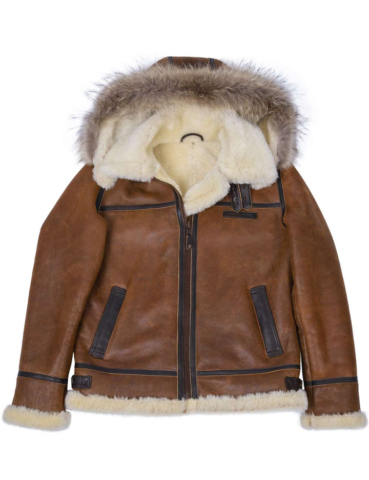 Aron - Veste Bomber avec Capuche en Fourrure